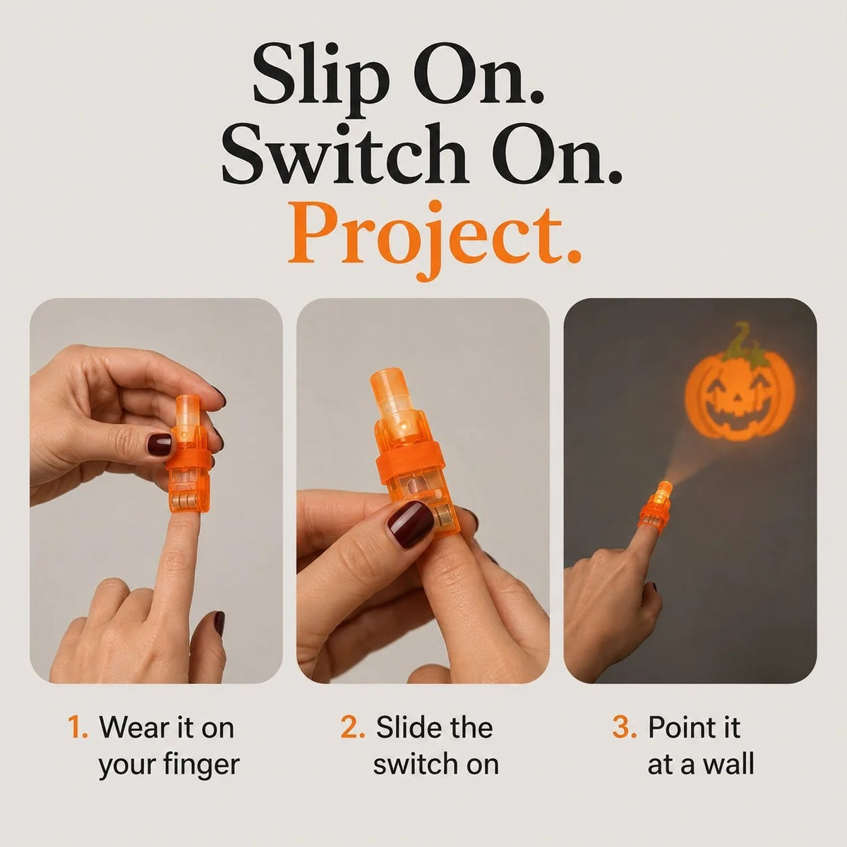 🎃 Halloween LED Projection Finger Lights – Spooky Glow Party Favors