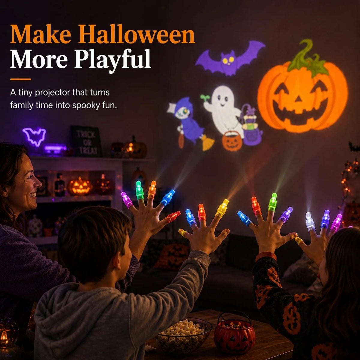🎃 Halloween LED Projection Finger Lights – Spooky Glow Party Favors