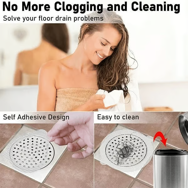 🛁 Disposable Shower Drain Hair Catcher – 10/20/30 PCS Stick-On Hair Trap