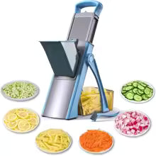 🥕🔪 5-in-1 Adjustable Vegetable Slicer – Mandoline Chopper with Safety Guard