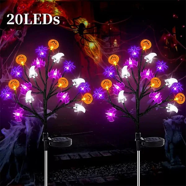 🎃 Solar Halloween Pumpkin Branch Lights – 20-LED Outdoor Garden Decor