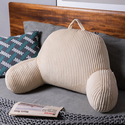 📖 Plush High-Back Reading Pillow – Cozy Bed Rest Cushion with Armrests & Side Pocket