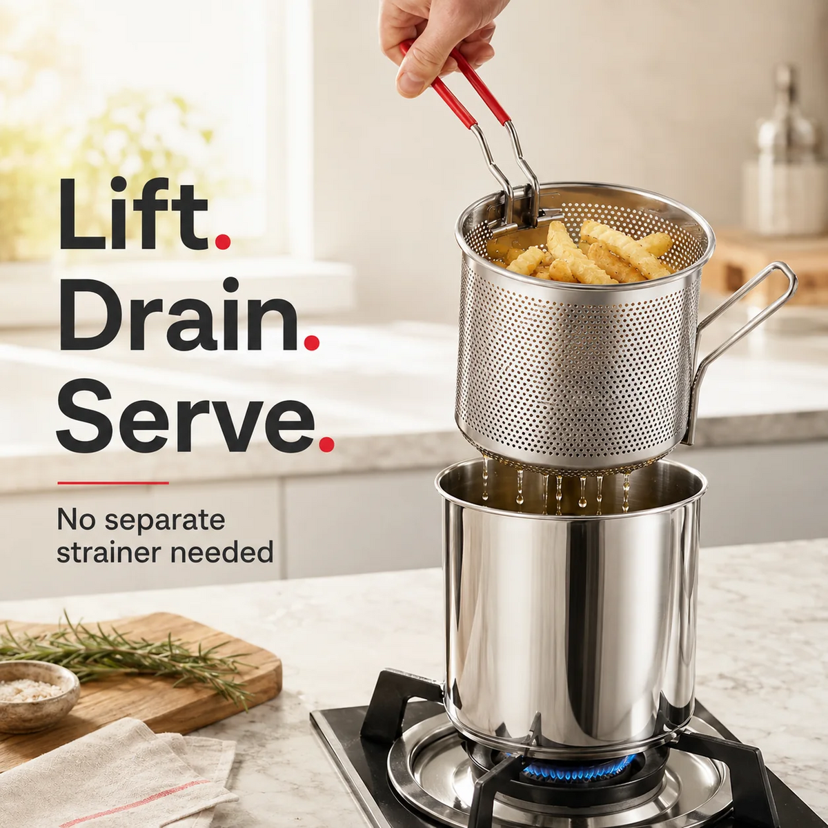🍟 Personal Mini Deep Fryer Set Stainless Steel Countertop Fryer with Drain Basket & Tongs