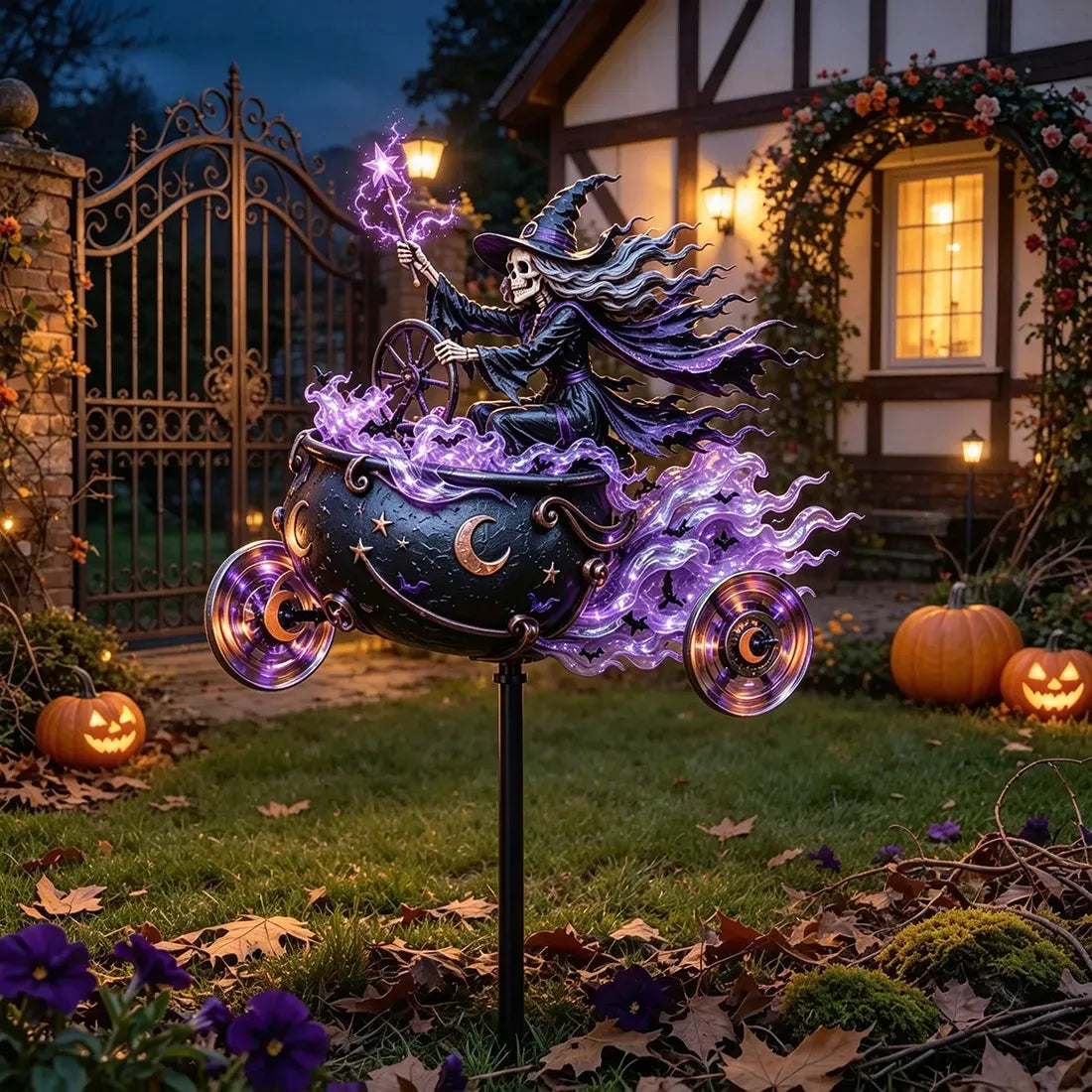 🎃 Halloween Motorcycle Wind Spinner – Spooky Outdoor Yard Decoration
