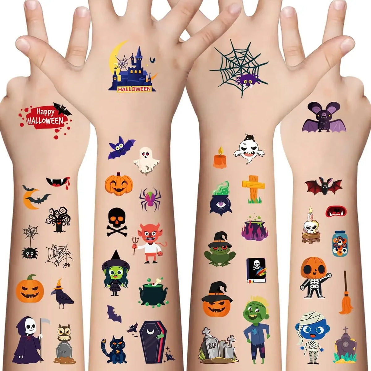 🎃 360 PCS Halloween Temporary Tattoos – Waterproof Spooky Designs for Parties & Costumes