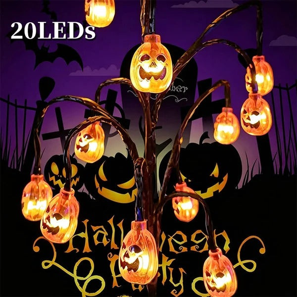 🎃 Solar Halloween Pumpkin Branch Lights – 20-LED Outdoor Garden Decor