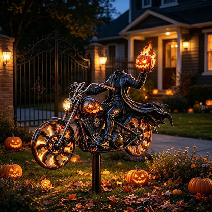 🎃 Halloween Motorcycle Wind Spinner – Spooky Outdoor Yard Decoration