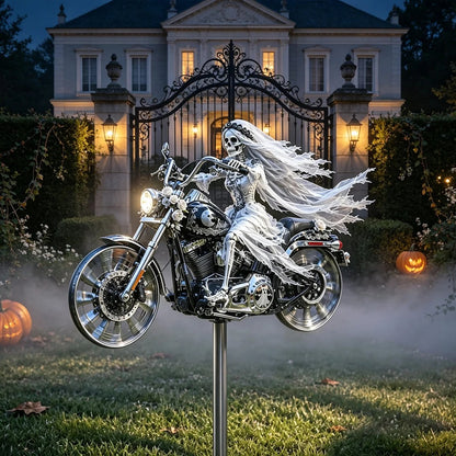 🎃 Halloween Motorcycle Wind Spinner – Spooky Outdoor Yard Decoration