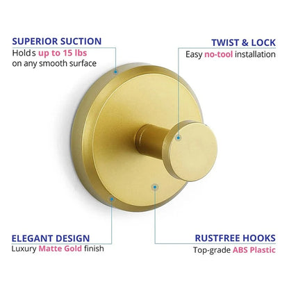 🪝 Stainless Steel Suction Cup Hooks – No-Drill Waterproof Wall Hooks