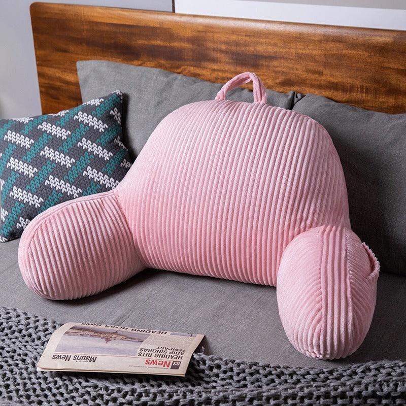 📖 Plush High-Back Reading Pillow – Cozy Bed Rest Cushion with Armrests & Side Pocket