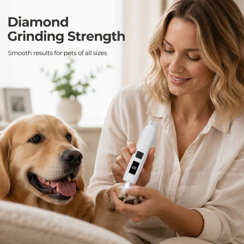 🐾 Electric Pet Nail Grinder with LED Power Display – Quiet Nail Trimmer for Dogs & Cats