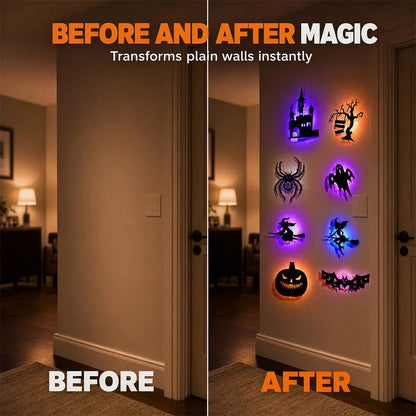 🎃 Halloween Glow-in-the-Dark Wall Stickers – Peel & Stick LED Spooky Décor 👻✨