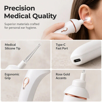 👂 Electric Earwax Cleaner with LED Light – Gentle Suction & Soft Silicone Tips