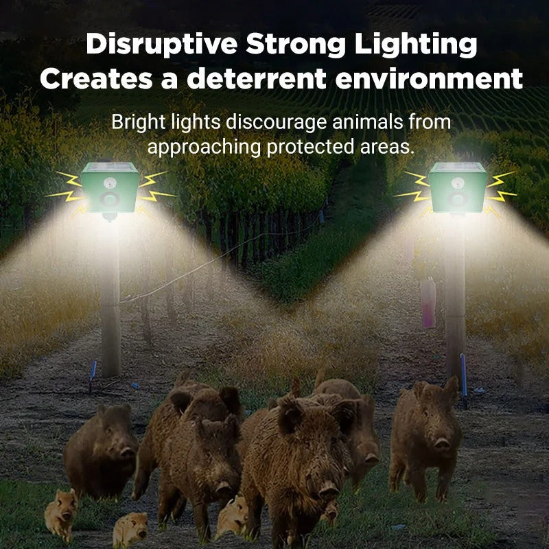 🐗 Solar Animal Repellent Light & Alarm – Motion-Activated Outdoor Animal Deterrent