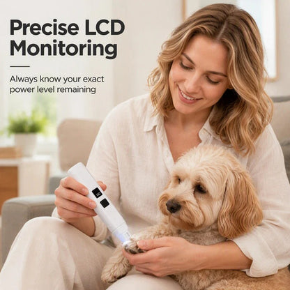 🐾 Electric Pet Nail Grinder with LED Power Display – Quiet Nail Trimmer for Dogs & Cats