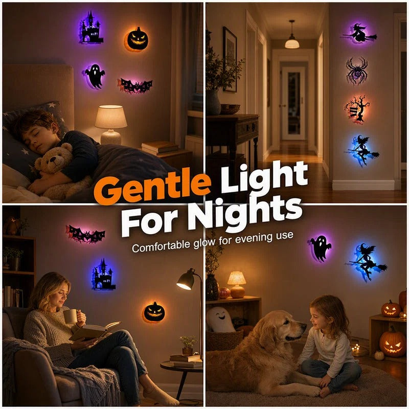 🎃 Halloween Glow-in-the-Dark Wall Stickers – Peel & Stick LED Spooky Décor 👻✨