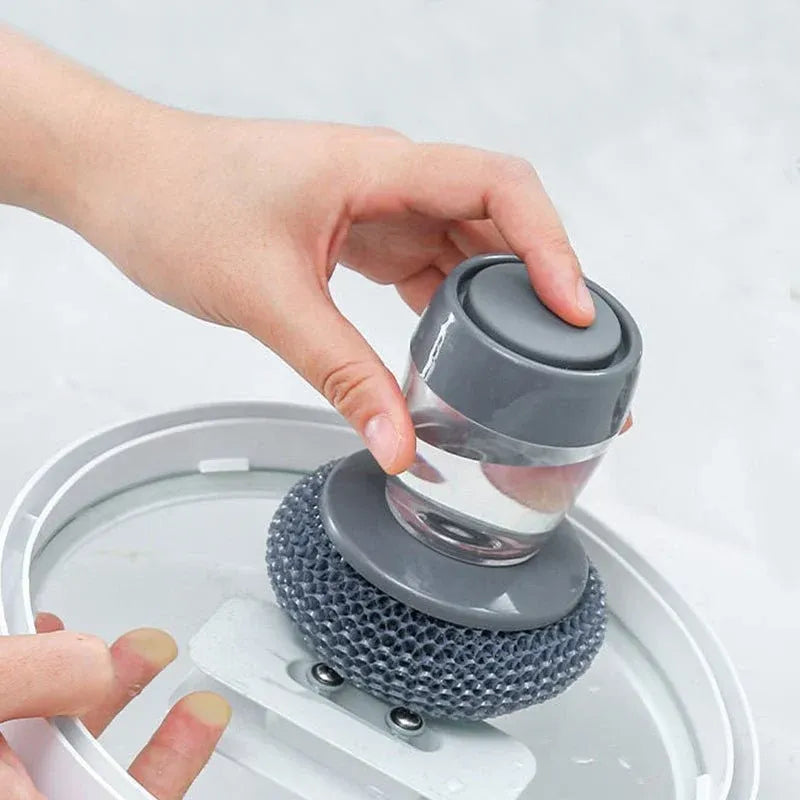 🧽 Liquid-Dispensing Cleaning Scrubber – Reusable Grease & Grime Remover