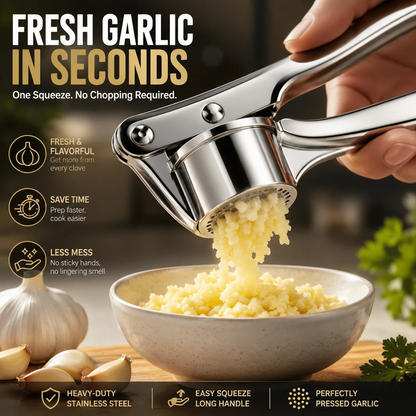 🧄 Stainless Steel Garlic Press – Heavy-Duty 304 Garlic Crusher & Mincer