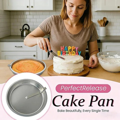 ✨ Stainless Steel Cake Pan with 360° Rotating Release Cutter