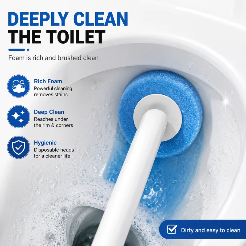 🚽 Disposable Toilet Scrubber Brush with Refills – No-Touch Bathroom Cleaner