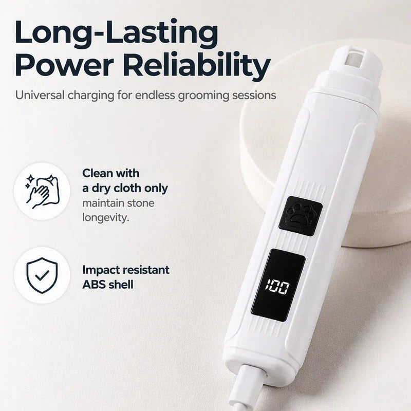 🐾 Electric Pet Nail Grinder with LED Power Display – Quiet Nail Trimmer for Dogs & Cats