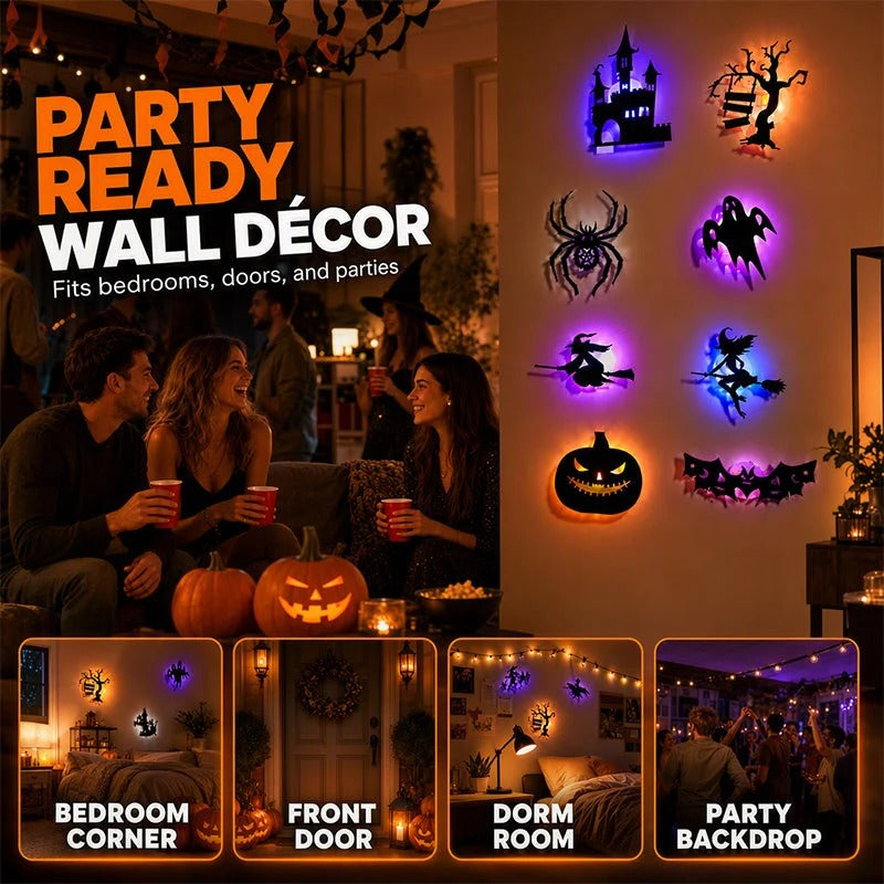 🎃 Halloween Glow-in-the-Dark Wall Stickers – Peel & Stick LED Spooky Décor 👻✨