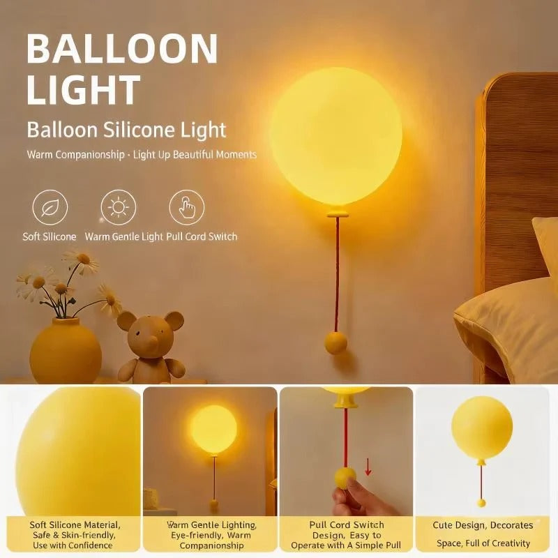 🎈✨ Cute Balloon Silicone Touch Night Light – Rechargeable LED Lamp