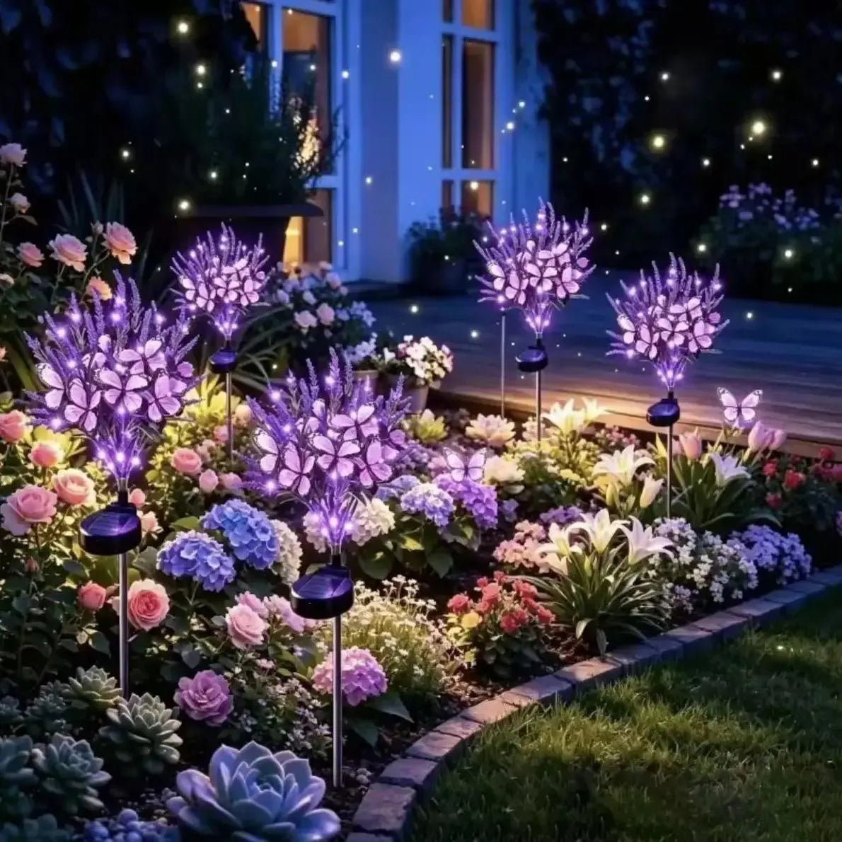 🌼🦋 Solar Marigold Flower Garden Lights with Butterfly Accents