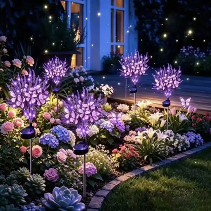 🌼🦋 Solar Marigold Flower Garden Lights with Butterfly Accents