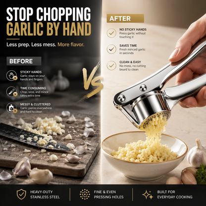 🧄 Stainless Steel Garlic Press – Heavy-Duty 304 Garlic Crusher & Mincer