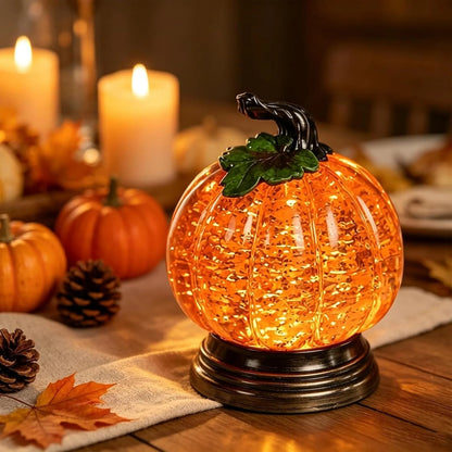 🎃 Halloween Lighted Pumpkin Glitter Snow Globe