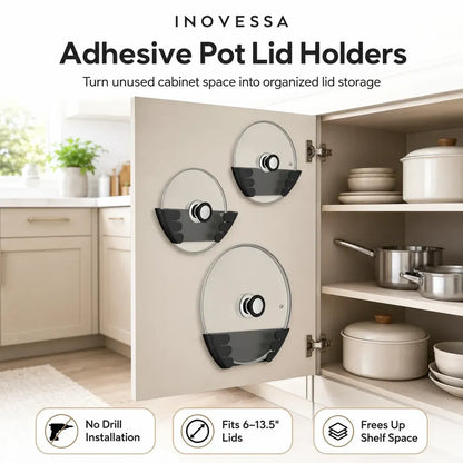 🍳 Adhesive Pot Lid Holders – No-Drill Cabinet Organizer