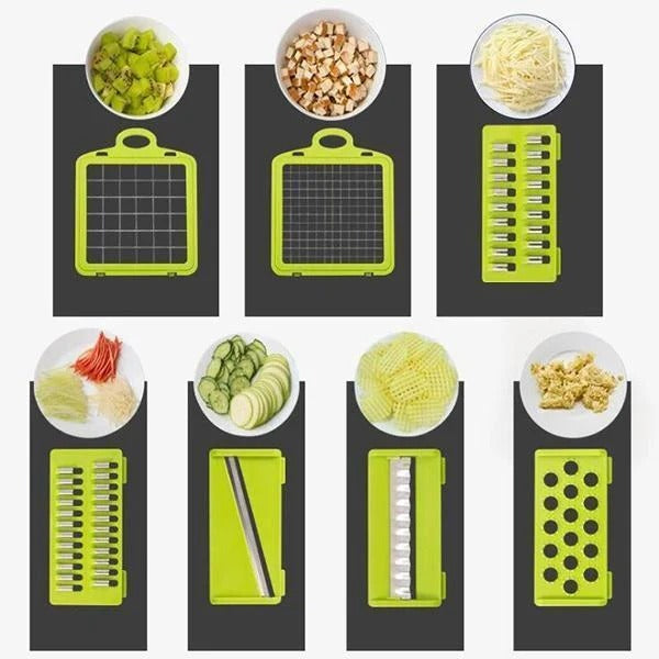 🥕🔪 Multifunctional Vegetable Slicer – Stainless Steel Blades & Multiple Cutting Options✨