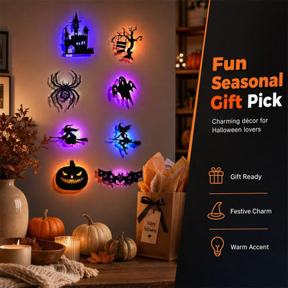 🎃 Halloween Glow-in-the-Dark Wall Stickers – Peel & Stick LED Spooky Décor 👻✨