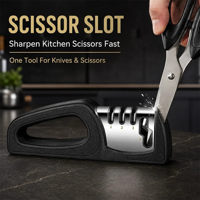 🔪✨ 4-in-1 Multi-Stage Kitchen Knife Sharpener – Easy Blade & Scissor Sharpening