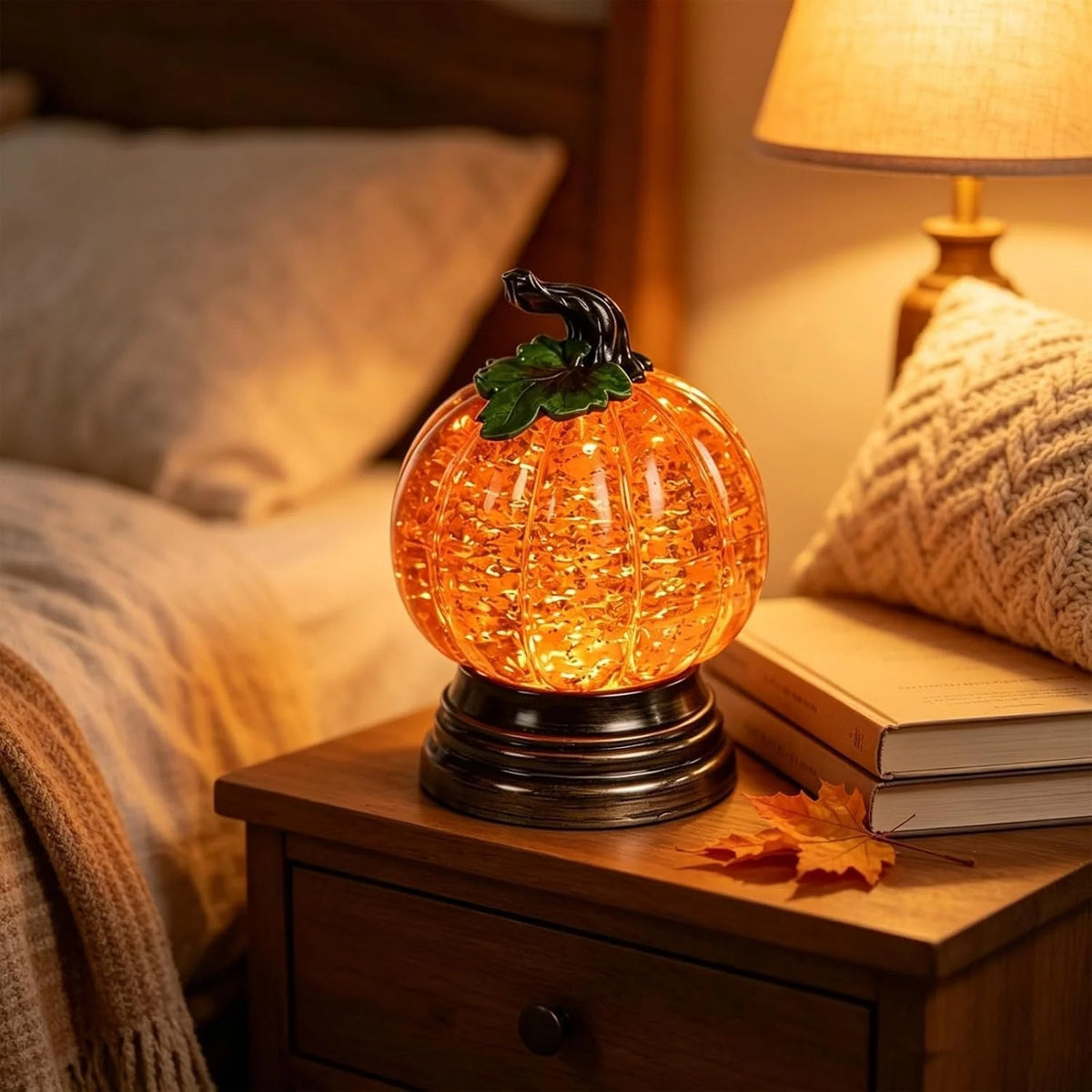 🎃 Halloween Lighted Pumpkin Glitter Snow Globe