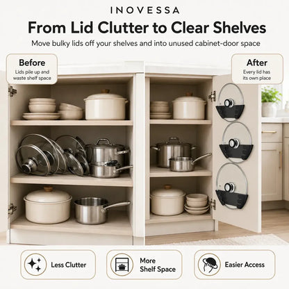 🍳 Adhesive Pot Lid Holders – No-Drill Cabinet Organizer