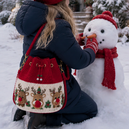 🎅Last Day 50% OFF✨-🎄Hand-Knitted Christmas Crochet Bucket Bag in 4 Festive Styles for Women 🎁