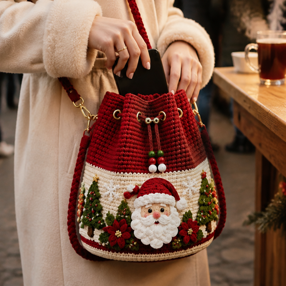 🎅Last Day 50% OFF✨-🎄Hand-Knitted Christmas Crochet Bucket Bag in 4 Festive Styles for Women 🎁