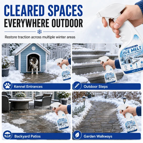 ❄️ Fast Outdoor Ice Melt & De-Icer Spray – Pet-Safe Paw Protection for Walkways, Steps & Patios