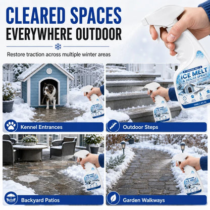 ❄️ Fast Outdoor Ice Melt & De-Icer Spray – Pet-Safe Paw Protection for Walkways, Steps & Patios