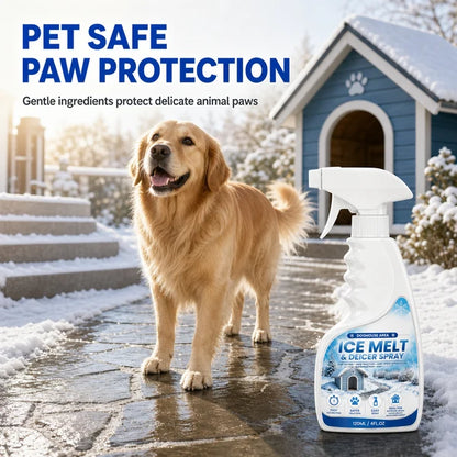 ❄️ Fast Outdoor Ice Melt & De-Icer Spray – Pet-Safe Paw Protection for Walkways, Steps & Patios