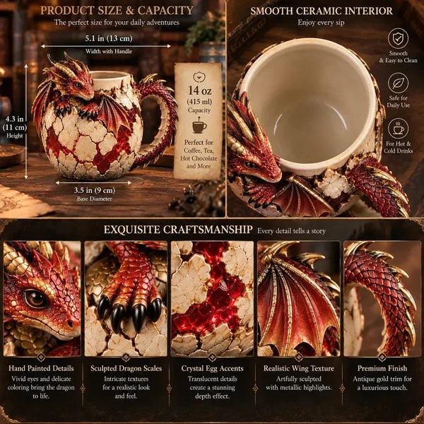 🐉 50% OFF Today – Dragonbound Realms™ 3D Sculpted Dragon Mug | 6 Fantasy Designs