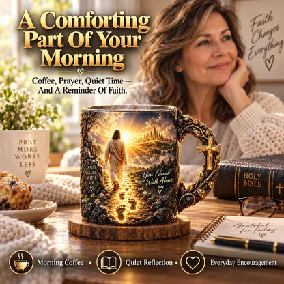 🔥 50% OFF Today ✝️ Jesus Walks With Me™ Heat-Reveal Faith Mug – You Are Never Alone ❤️