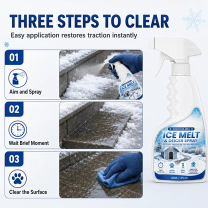 ❄️ Fast Outdoor Ice Melt & De-Icer Spray – Pet-Safe Paw Protection for Walkways, Steps & Patios