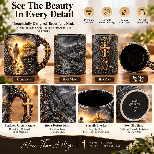🔥 50% OFF Today ✝️ Jesus Walks With Me™ Heat-Reveal Faith Mug – You Are Never Alone ❤️