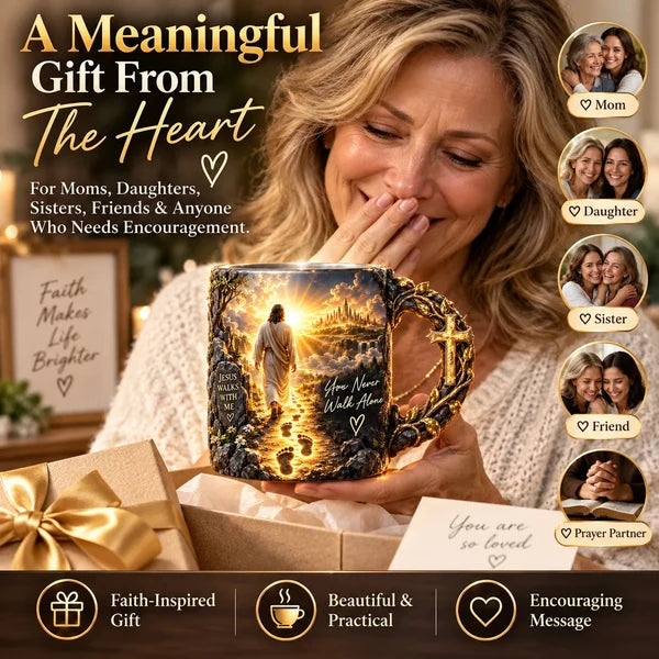 🔥 50% OFF Today ✝️ Jesus Walks With Me™ Heat-Reveal Faith Mug – You Are Never Alone ❤️