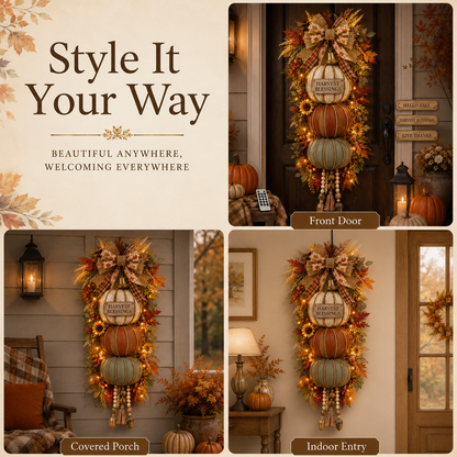 🎁 Last Day 50% OFF✨-🎄Lighted Stacked Pumpkin Fall Door Decorfor Cozy Autumn Home Entryway Charm 🍂
