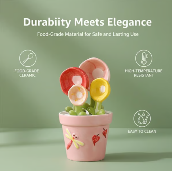 Adorable Ceramic Flower Spoon – Cute Floral Design