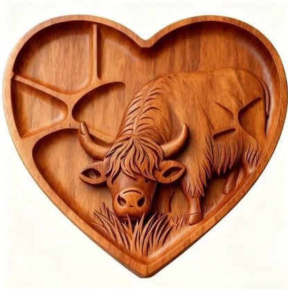 Highland Cow Wooden Charcuterie Board,Wooden Cow Food Platter for Snack
